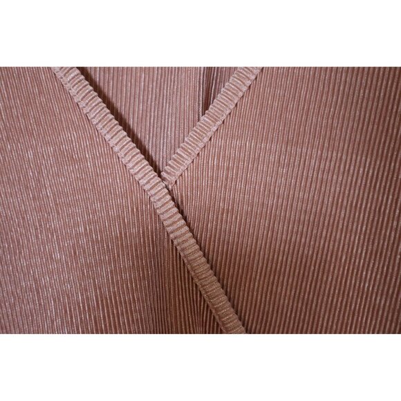 Ribbed Mauve Wrap-Style V-Neck Sweater By Skies Are Blue Long Sleeves Size M Sof - Picture 5 of 7